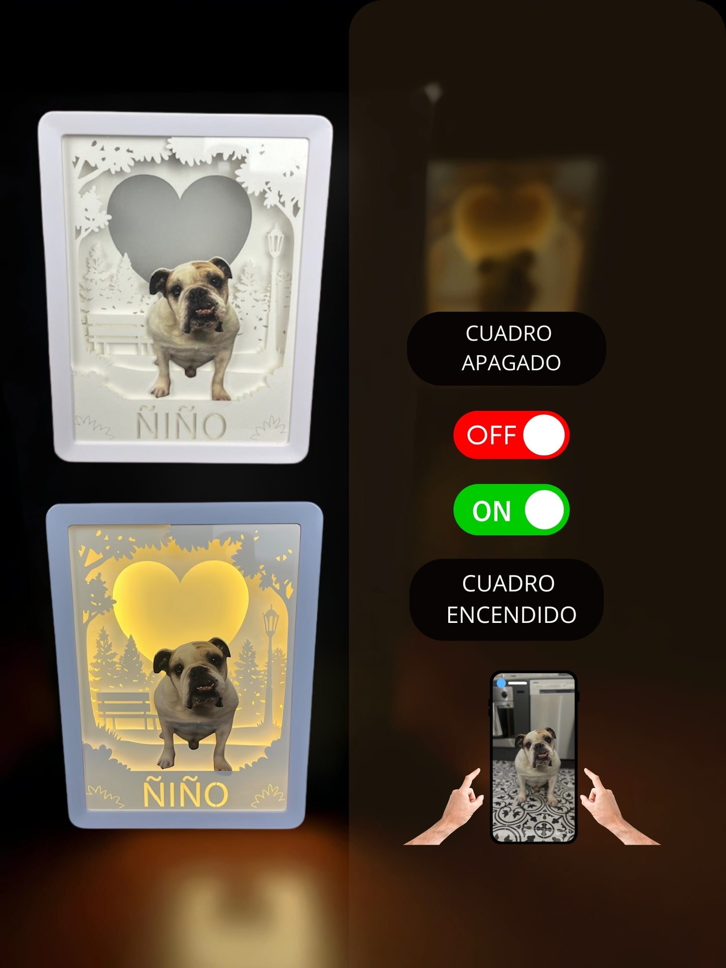 Retrato led 3D personalizado para tu mascota